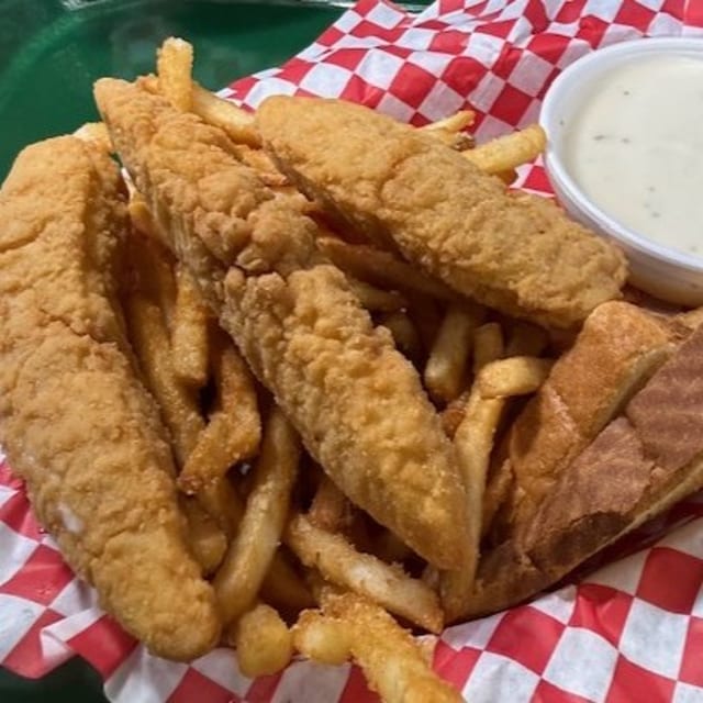 CHICKEN STRIP BASKET.