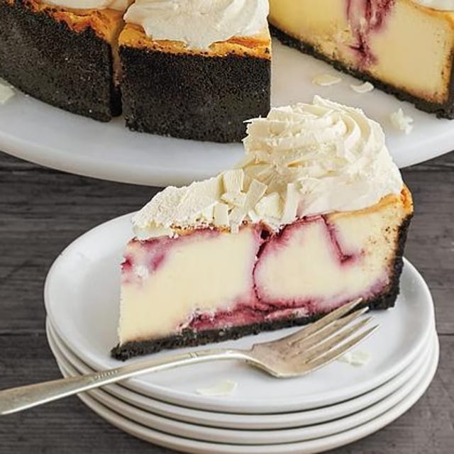 White Chocolate Raspberry Cheesecake.